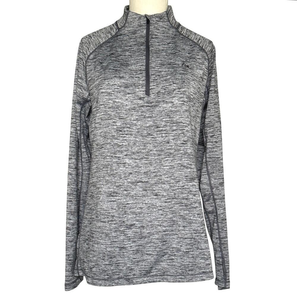 Paradox Womens Large Gray Base Layer 1/4 Zip Mock Neck Thumb Holes Pullover